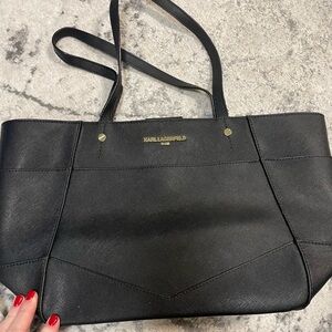 Karl Lagerfeld Black Leather Tote
